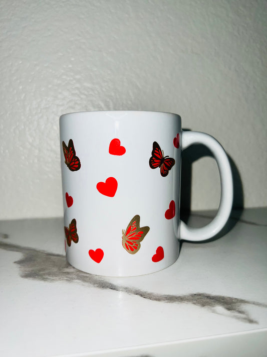 11.8 oz. Butterflies With Hearts Hot Color Changing Mug