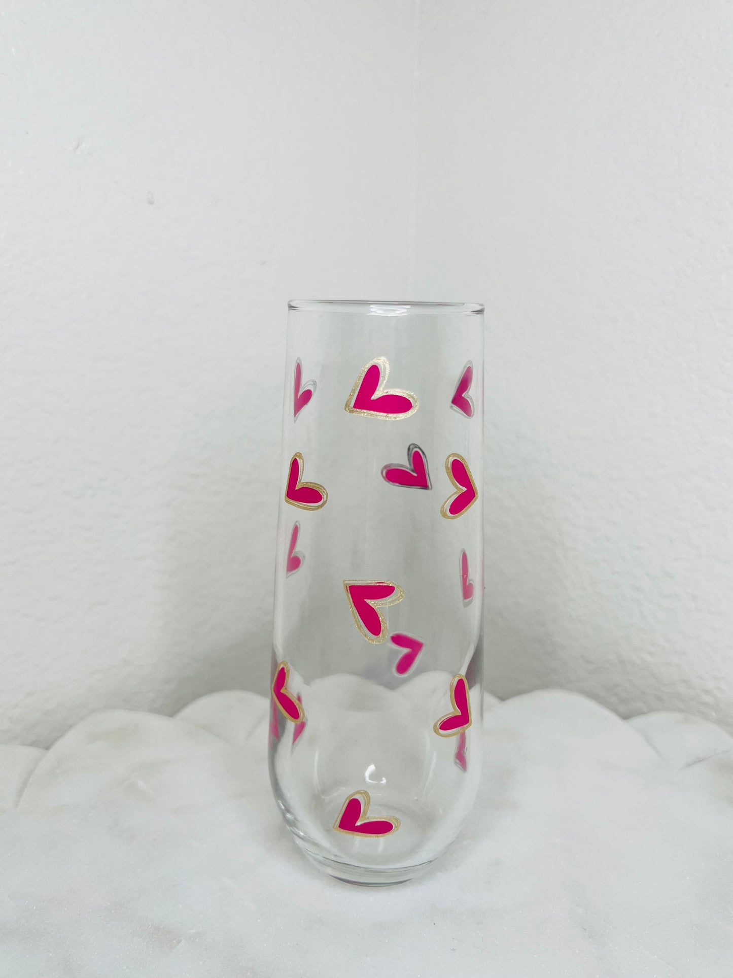 16 oz. Flute Glass Cup With Shimmer Outline