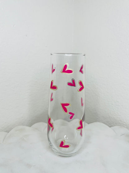 16 oz. Flute Glass Cup With Shimmer Outline