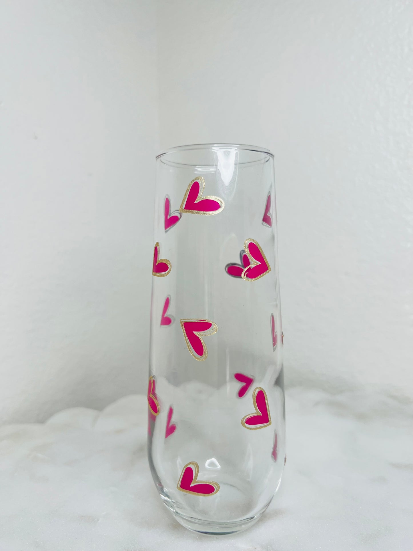 16 oz. Flute Glass Cup With Shimmer Outline