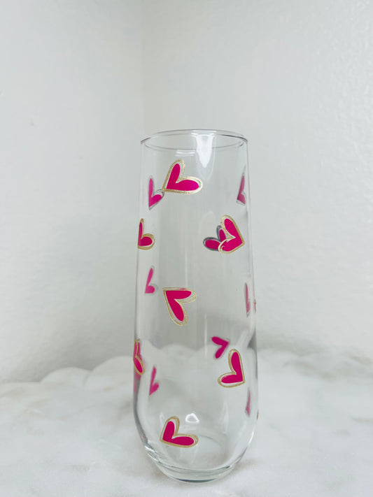 16 oz. Flute Glass Cup With Shimmer Outline