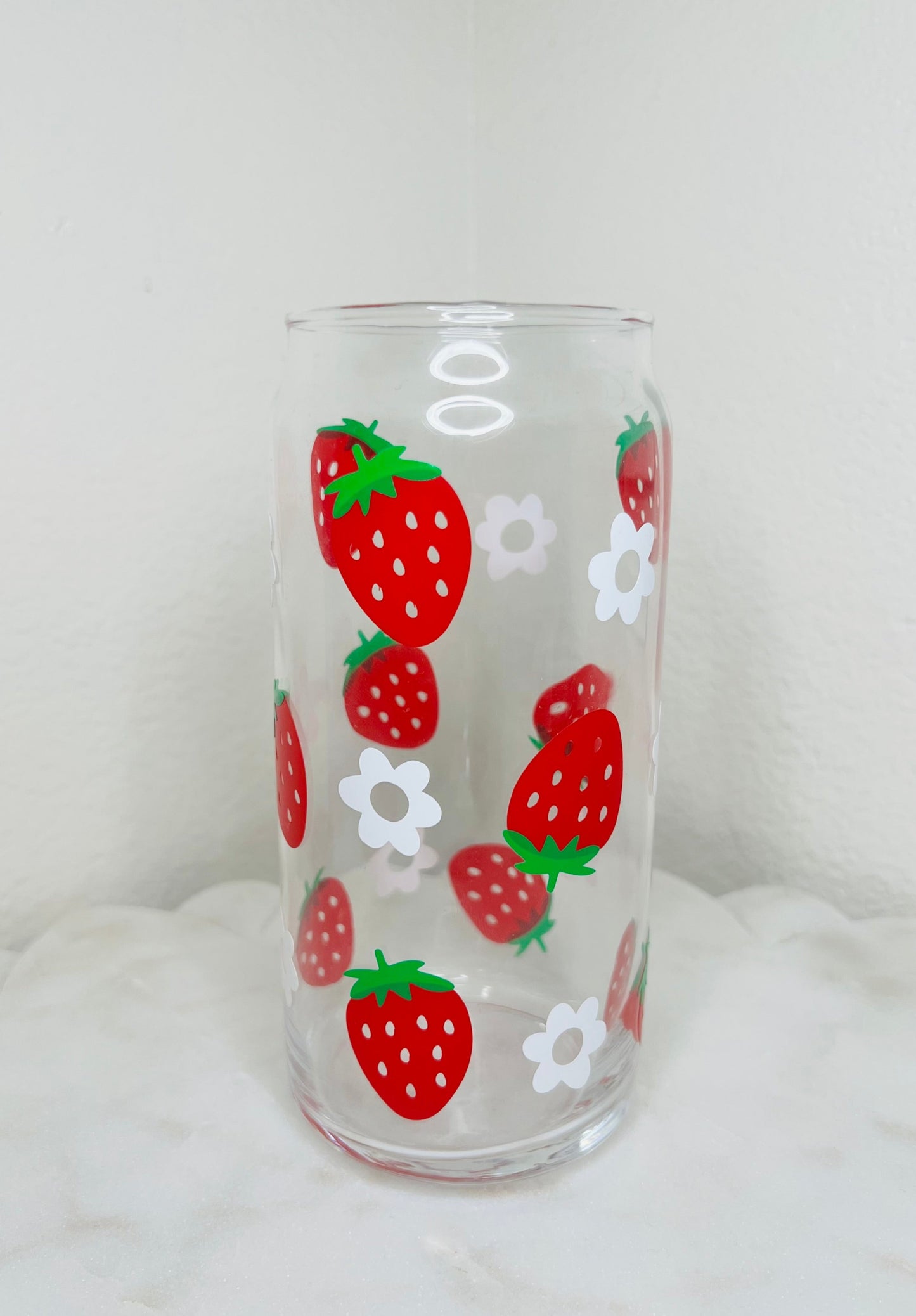 20 oz. Floral Strawberry Glass Cup