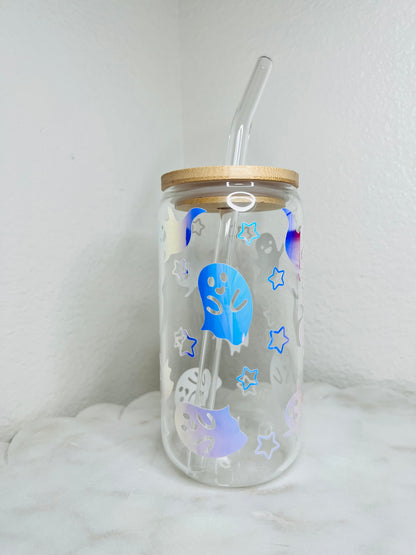 16 oz. Ghost Filled Holographic Glass Cup Set