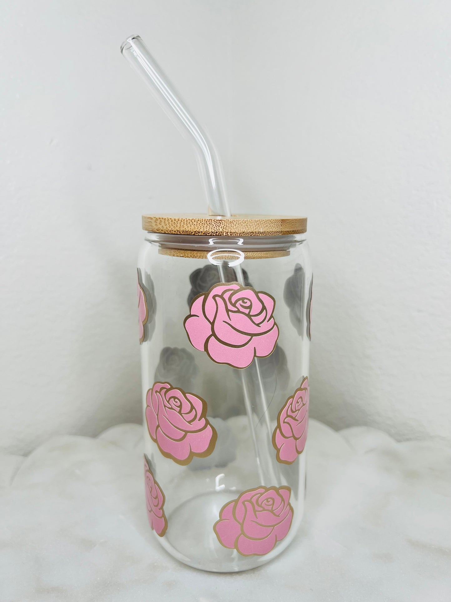 16 oz. Cold Color Changing Roses With Gold Outline Glass Cup Set