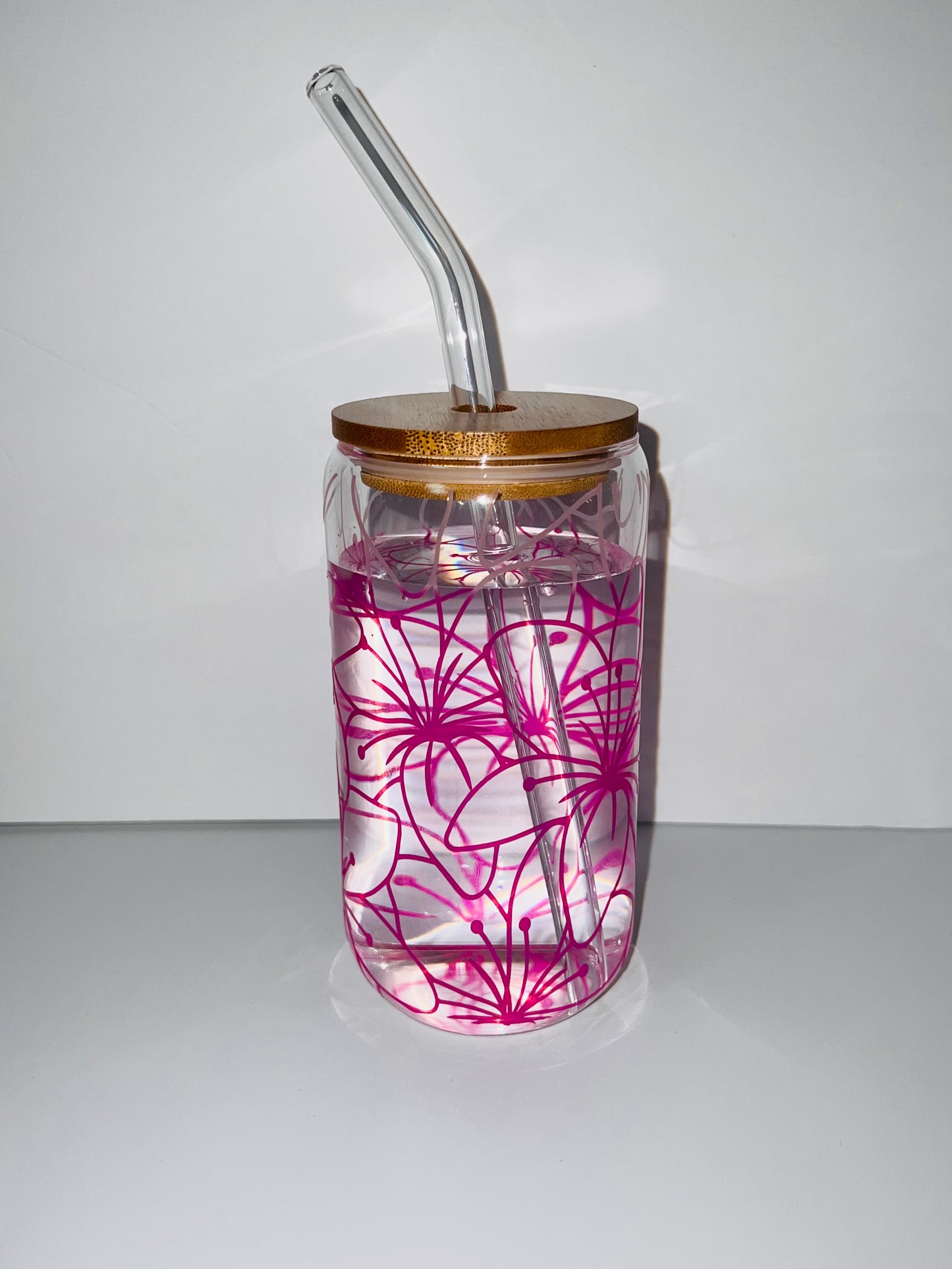 16 oz. Cold Color Changing Lilly Flower Glass Cup Set